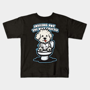 Dog reading on the toilet 95008 Kids T-Shirt
